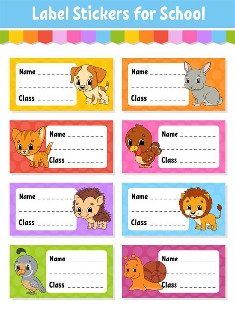 Name And Class Back To School Labels Set Stickers For Notebook
