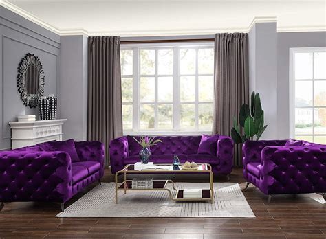 Acme Furniture Atronia 2pc Living Room Set In Purple