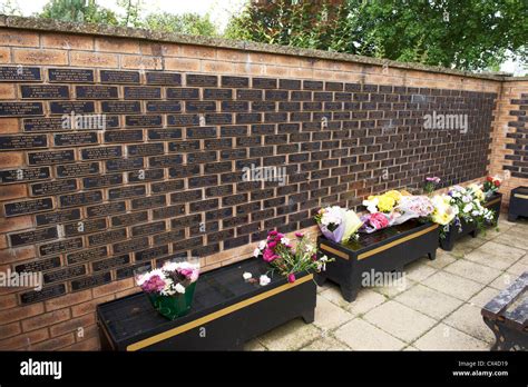 Memorial Wall Plaques Blacon Crematorium Chester Cheshire Uk Stock