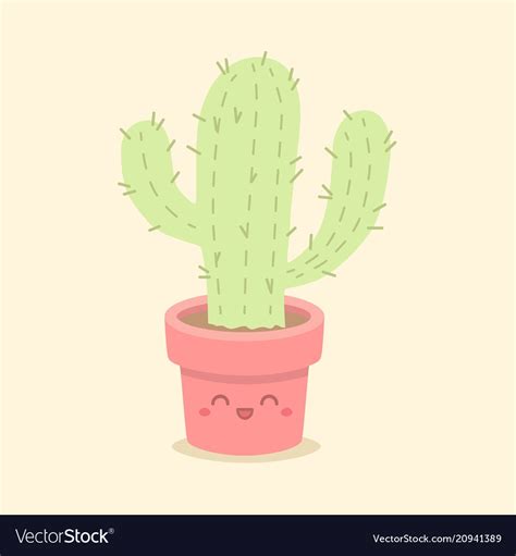 Cute Cactus Succulent Cartoon Royalty Free Vector Image