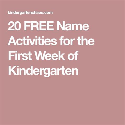 20 Free Name Activities For The First Week Of Kindergarten Name
