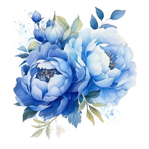 Blue Peonies Png Watercolour Peony Clipart Peony Illustration Floral