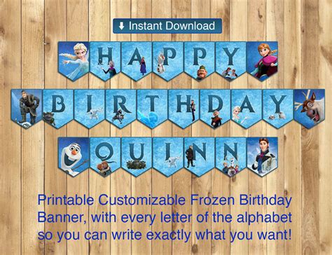 I just can’t picture it. Printable Frozen Happy Birthday Banner - All by ...