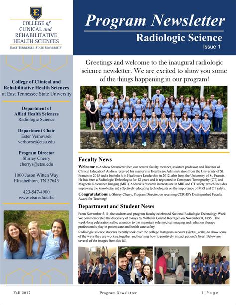 Ccrhs Radiologic Science Program Newsletter 2017 By Etsu College Of