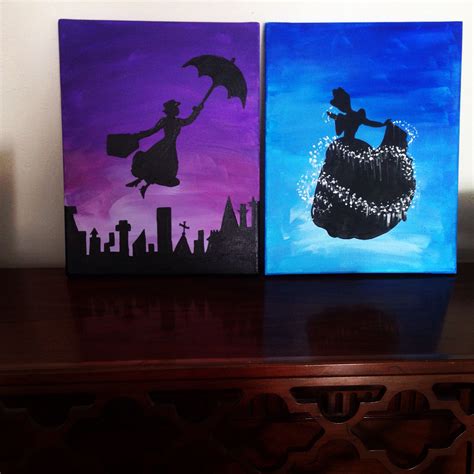 Cinderella And Mary Poppins Diy Silhouette Loving My New Canvas My