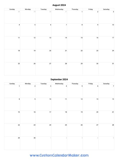 August And September 2024 Printable Calendar Template