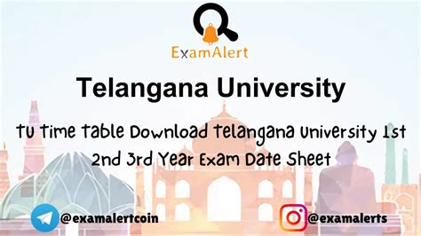 Telangana University Time Table 2024 Download Tu Exam Date Sheet