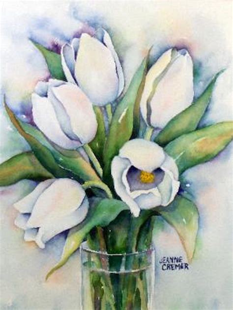 White Tulips Tulips Art Watercolor Tulips Watercolor And Ink