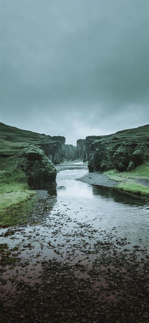 River Stream Coast Steep Stony Ditch Faroe Islands Iphone X Wallpapers