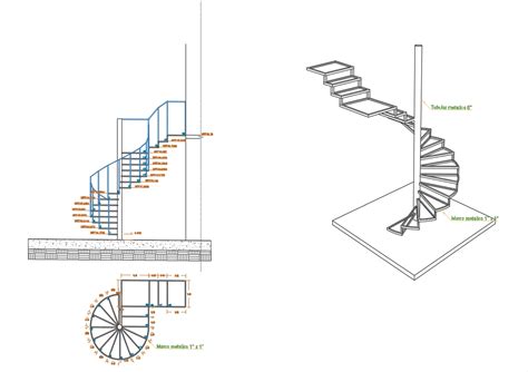 Planos De Escalera De Caracol En Proyectos De Escaler