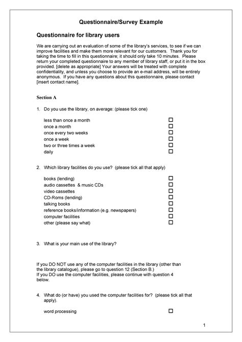 30 Questionnaire Templates Word Template Lab