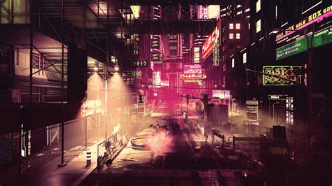 Ultra Wide Neo Tokyo Dystopic Futuristic City Digital Art