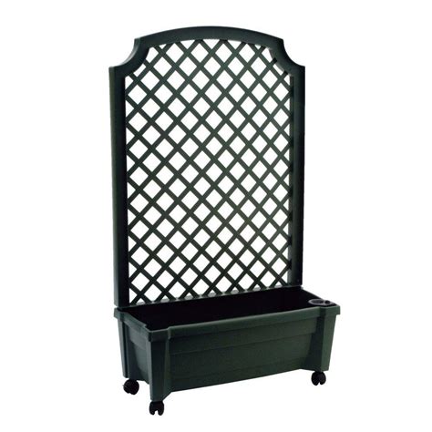 Calypso 31 In X 13 In Green Plastic Planter With Trellis And Water