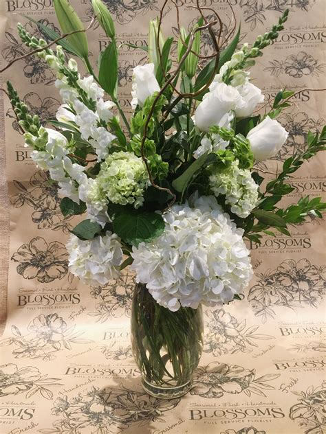 Classic White And Green Tall Arrangement Tall Floral Arrangements