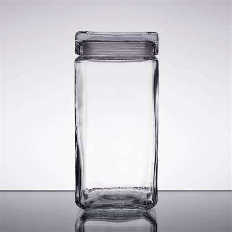 Anchor Hocking 85589r 2 Qt Clear Stackable Square Glass Jar 4 Case