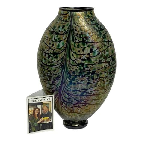 Lindsay Art Glass Vase Leavesbrowngreen 27cm Furniture And Home Living
