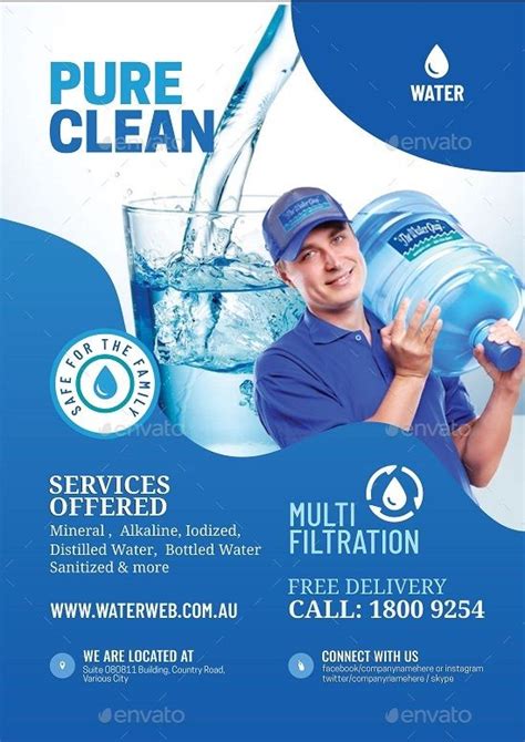 Water Delivery Service Graphic Design Brochure Water Logo Water