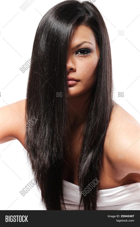 Young Beautiful Girl Long Black Image And Photo Bigstock