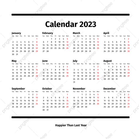 Calendário Simples Preto 2023 Png Calendário 2023 Calendário