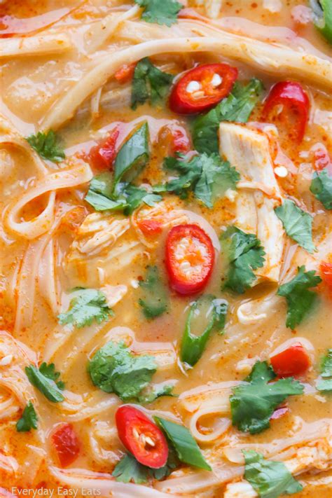 How to make this thai coconut chicken soup recipe. Thai Spicy Chicken Noodle Soup | Everyday Easy Eats