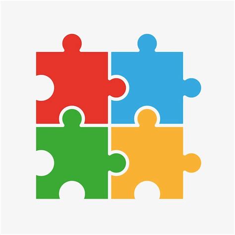 Premium Vector Four Pieces Of Puzzle Together Vector Icon