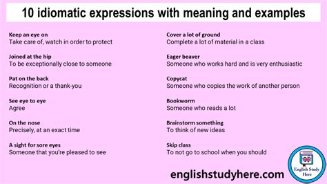 10 Idiomatic Expressions With Meaning And Examples English Study Here