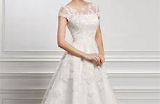 dress line length tea jjshouse lace simple wedding visit dresses scoop princess