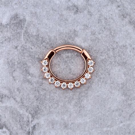 rose gold septum piercing daith helix cartilage clicker hinged etsy australia