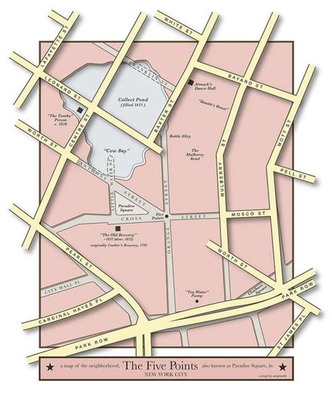 A Map Of The Five Points Neighborhood In New York City And Its