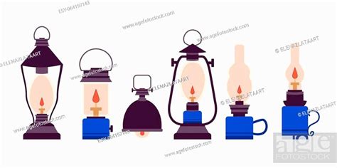 Vintage Camping Lantern Silhouette On A White Background Stock Vector