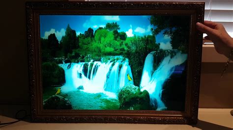 Vintage Motion Light Up Waterfall Framed Picture With Sound Of Water