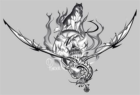 Dragon And Wolf Tattoo Designs Onelineartdrawingsheart