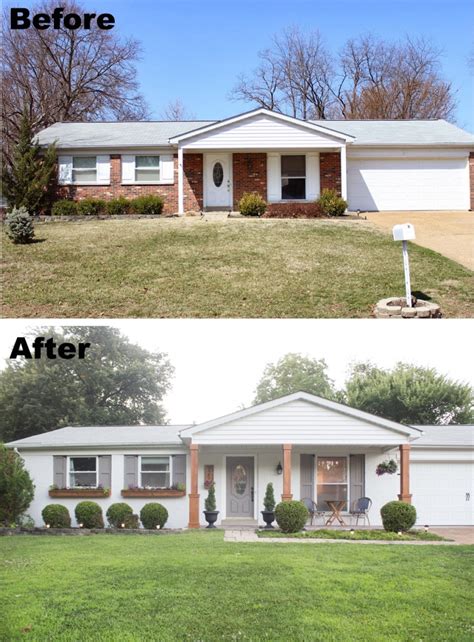 We are still in the process of doing some landscaping, replacing the railing and getting. Painted Brick Home Exterior Makeover Before and After Ideas