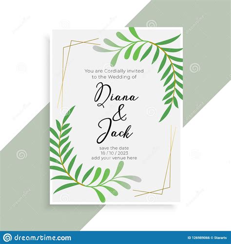 Wedding Invitation Card Elegant Design Stock Vector