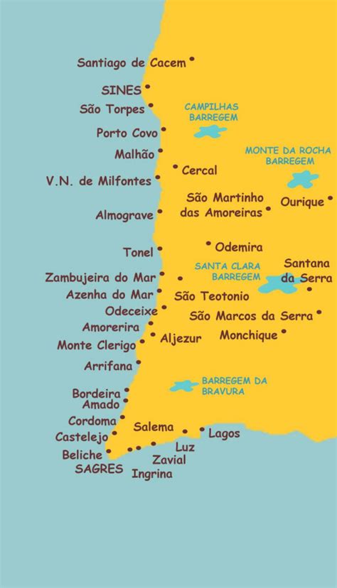 Portogallo Spiagge Mappa Cartina Del Portogallo Spiagge Europa Del