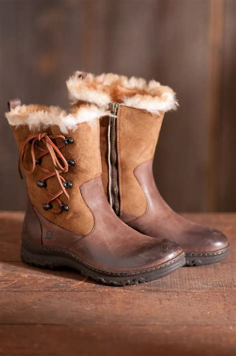 Womens Born Masa Leather Boots With Shearling Lining Overland