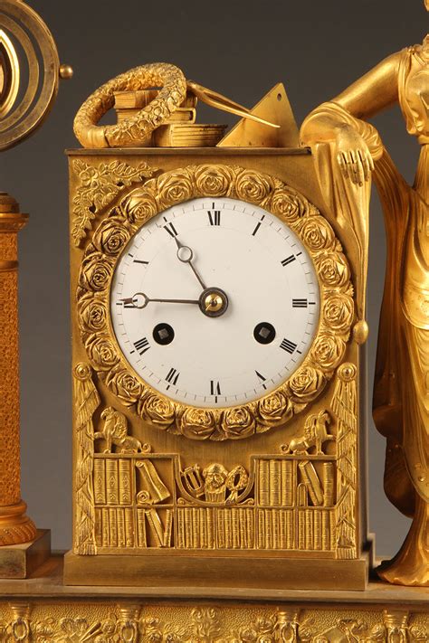 Antique French Bronze Statue Clock With Scientific Theme