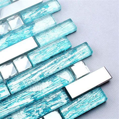 Tara stacked glass mosaic tile, turquoise by ivy hill tile (1) $17.01 /sq ft. Turquoise Glass and Metal Backsplash Tile | Etsy in 2020 ...