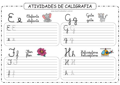 A Arte De Educar Atividades De Caligrafia