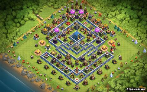 Town Hall 12 TH12 Trophy Base Anti 2 Star V118 With Link 9