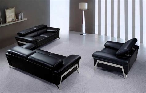 Modern Black Leather Sofa Set Vg Leather Sofas