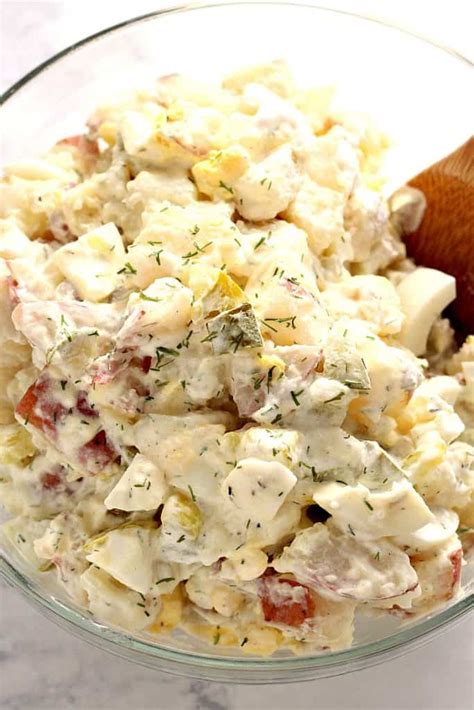 Top with egg wedges just before serving. Dill Pickle Potato Salad Recipe - Crunchy Creamy Sweet