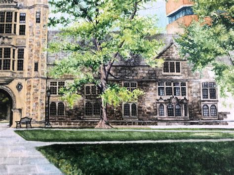 Ann Arbor Art University Of Michigan Watercolor Painting Print Law