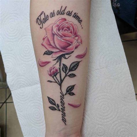 Lettering Pink Rose Tattoo Pink Rose Tattoos Rose Tattoos For Women