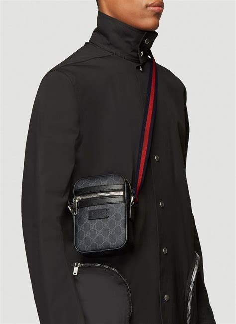 Gucci Mens Classic Gg Crossbody Bag In Black Ln Cc Mens Bags