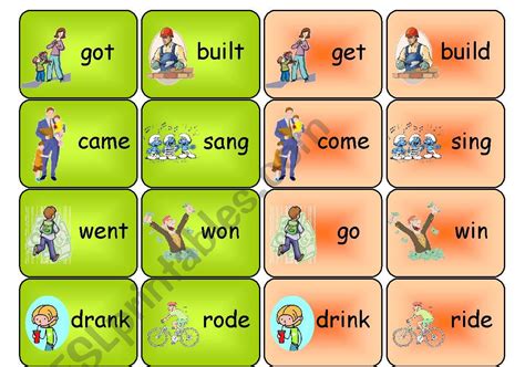 Irregular Verbs Memory Game Esl Worksheet By Nitza