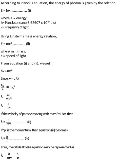 De Broglie Equation Derivation And Its Significance Chemistry Notes