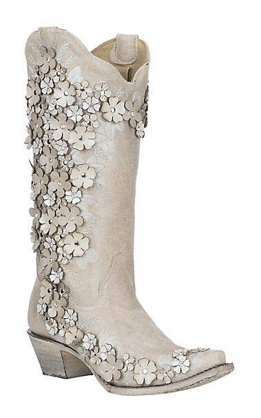 Corral Womens White Floral Overlay With Embroidery Studs And Crystals