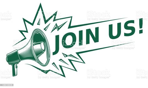 Join Us Advertising Sign With Megaphone Stock Illustration - Download Image Now - iStock