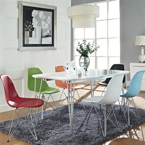 The molded plastic chairs are a flexible and comfortable seat with a variety of base options. Eames® Molded Plastic Side Chair - Wire Base by Herman ...